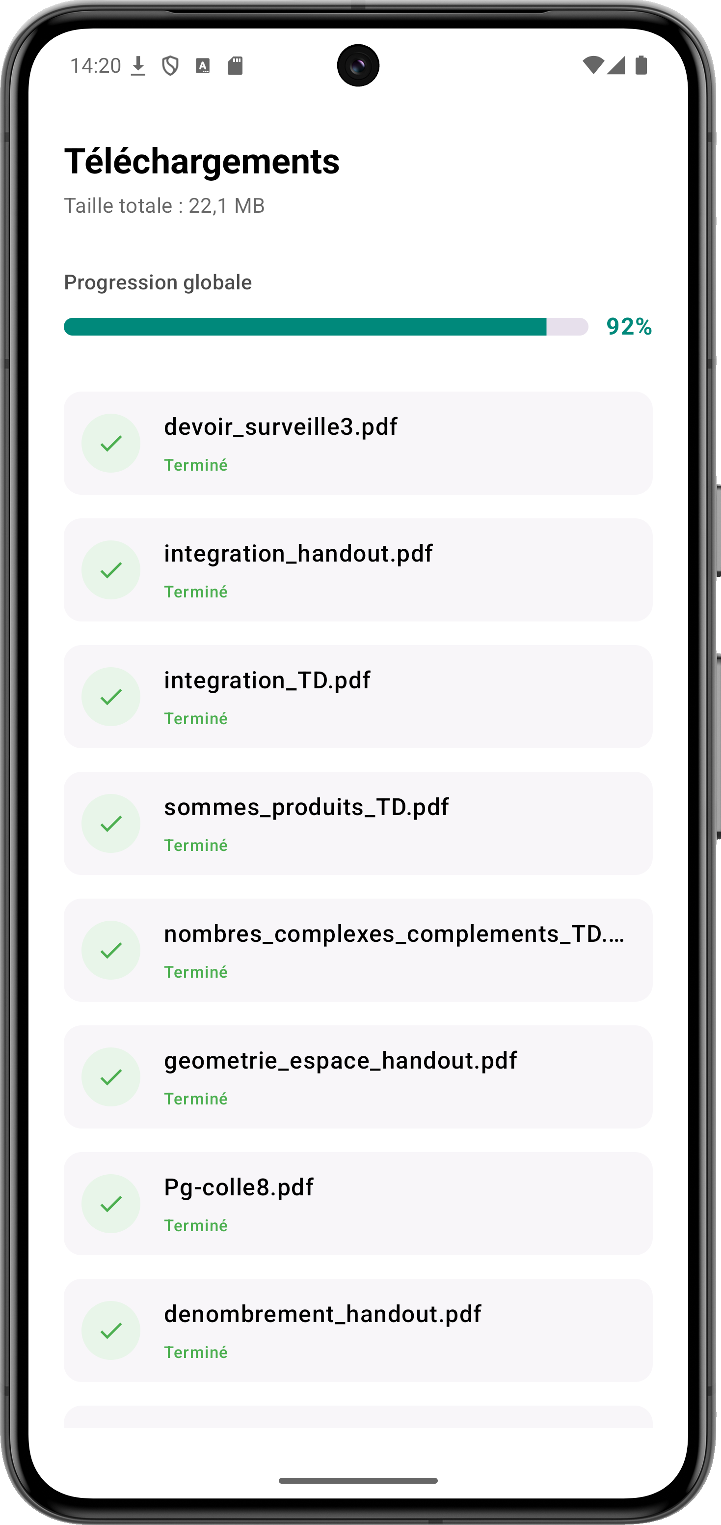 Liste téléchargements