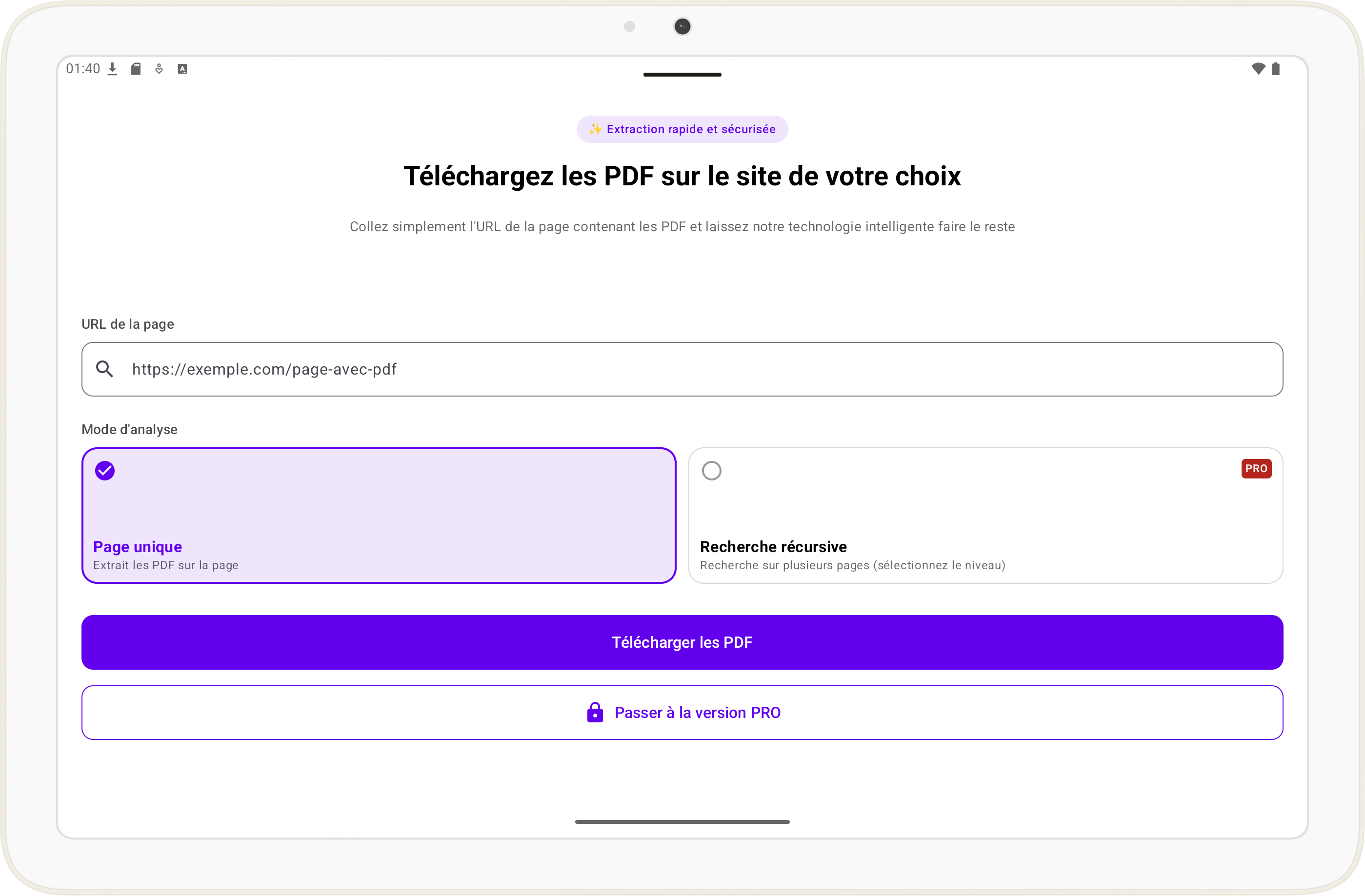 Écran accueil PDF Finder