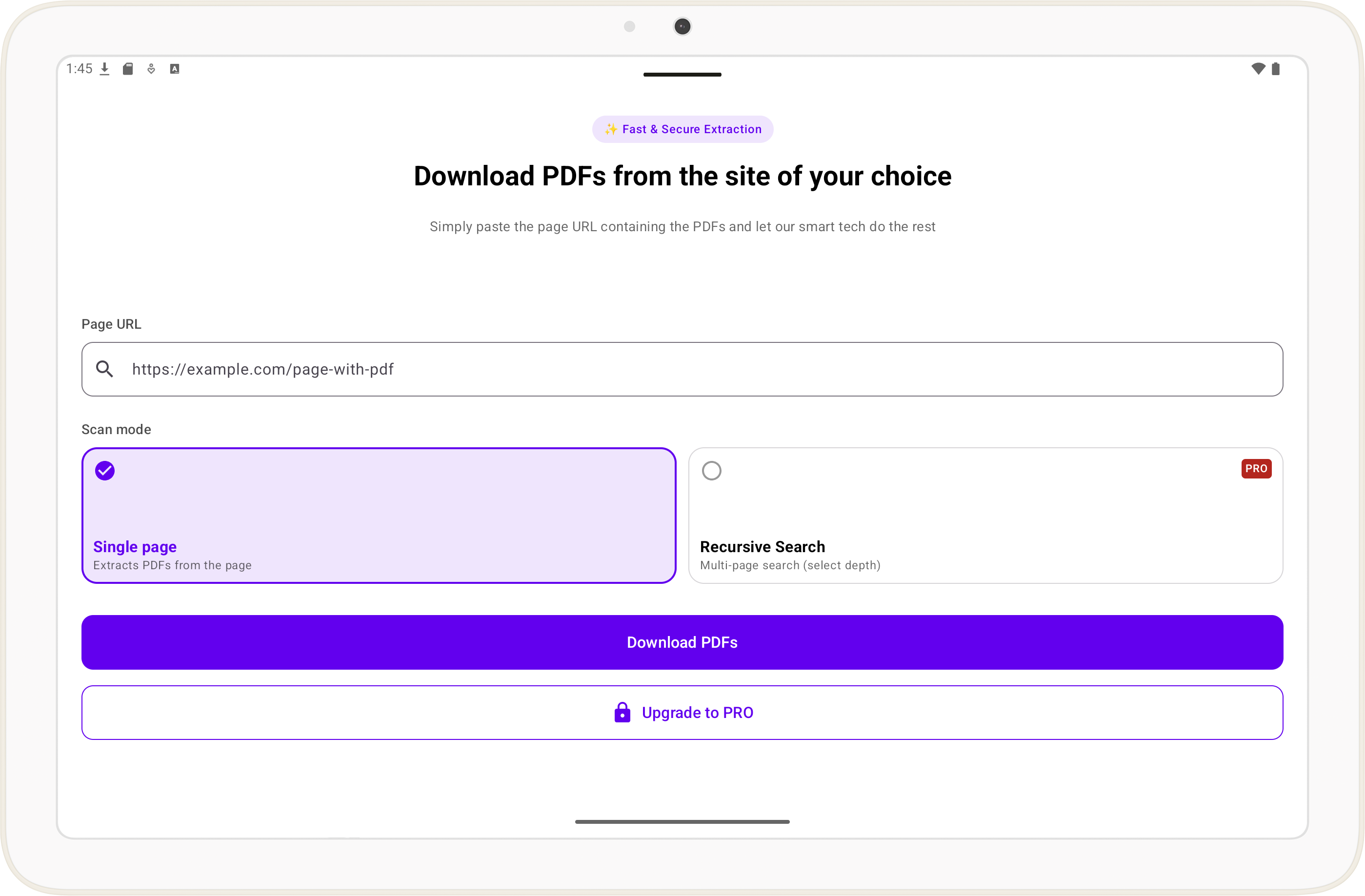 PDF Finder Home Screen